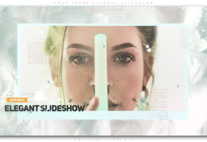 پروژه افترافکت با موزیک اسلایدشو پاشش رنگ Drop Inked Elegant Slideshow