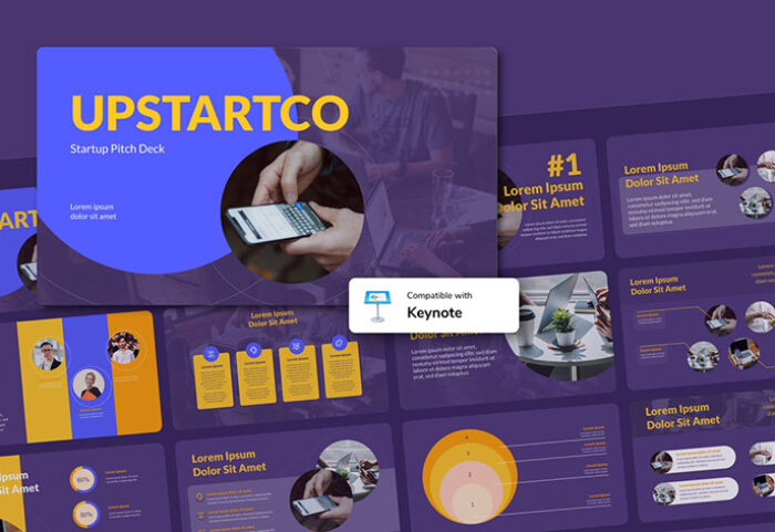 دانلود قالب آماده پاورپوینت تم استارت آپ UPSTARTCO Startup PowerPoint Template