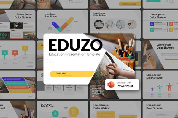 دانلود قالب آماده پاورپوینت تم جغرافیا EDUZO Education PowerPoint Template