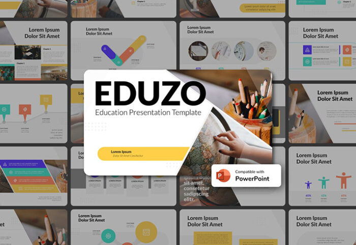 دانلود قالب آماده پاورپوینت تم جغرافیا EDUZO Education PowerPoint Template