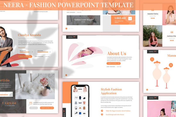 دانلود قالب آماده پاورپوینت تم فشن Neera Fashion Powerpoint Template