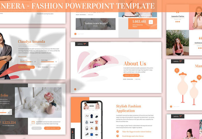 دانلود قالب آماده پاورپوینت تم فشن Neera Fashion Powerpoint Template