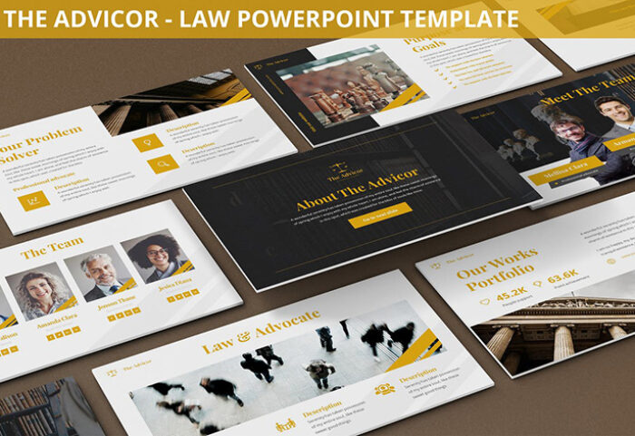 دانلود قالب آماده پاورپوینت تم وکالت The Advicor Law Powerpoint Template