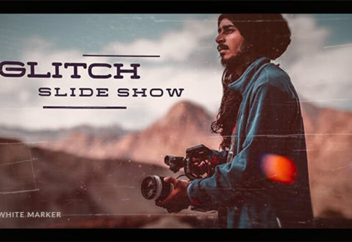 پروژه افترافکت با موزیک با افکت نویز و گلیچ Glitch Slideshow
