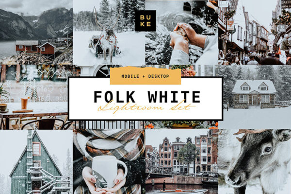 پریست لایت روم دسکتاپ و موبایل تم زمستانی Folk White Lightroom Presets Pair