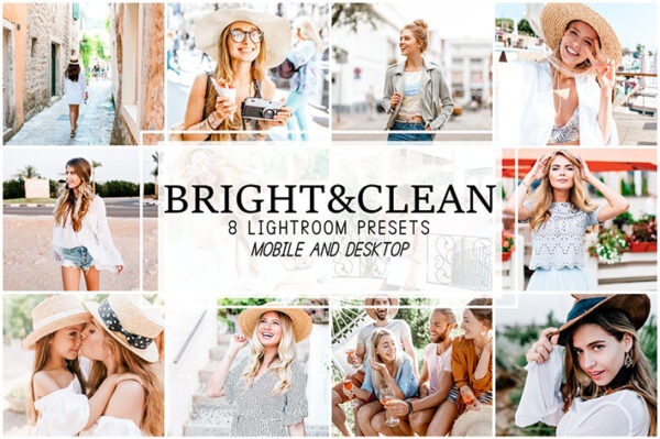 پریست لایت روم دسکتاپ و موبایل تم سفید Bright and Clean Lightroom Presets