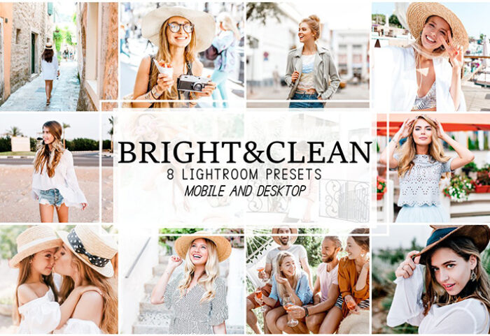 پریست لایت روم دسکتاپ و موبایل تم سفید Bright and Clean Lightroom Presets