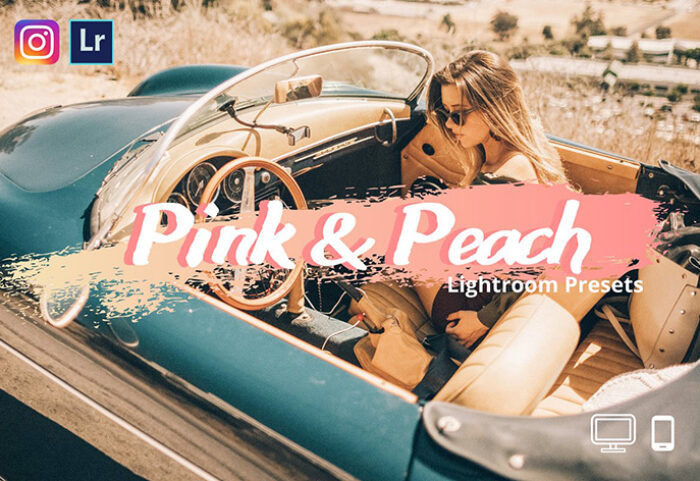 پریست لایت روم دسکتاپ و موبایل تم صورتی Pink and Peach Lightroom Presets