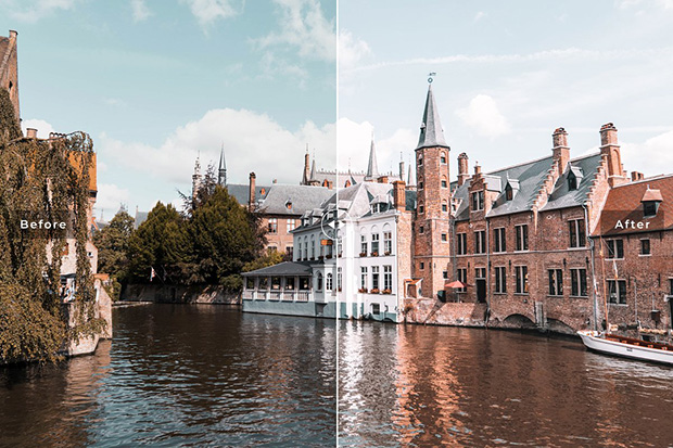 پریست لایت روم دسکتاپ و موبایل و کمرا راو Bruges Lightroom Presets Pack پریست لایت روم دسکتاپ و موبایل و کمرا راو Bruges Lightroom Presets Pack