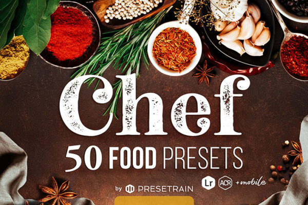 پریست لایت روم و کمرا راو تم مواد غذایی Chef 50 Food Presets