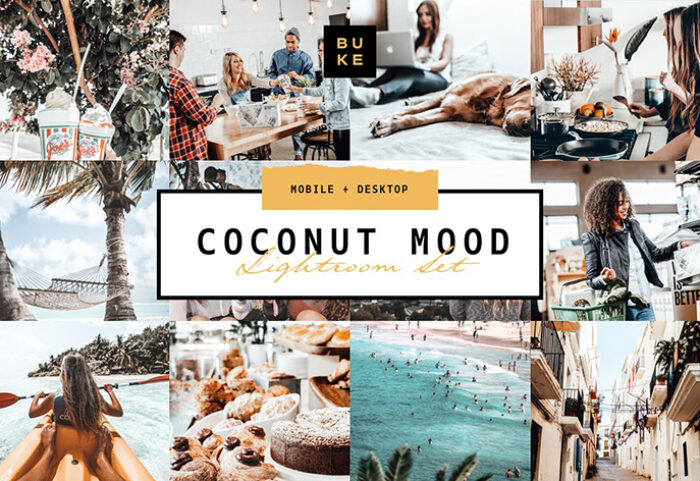 پریست لایت روم دسکتاپ و موبایل تم نارگیل Coconut Lightroom Presets Pack