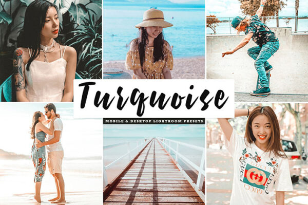 پریست لایت روم و Camera Raw و اکشن تم فیروزه Turquoise Mobile Desktop Lightroom Presets