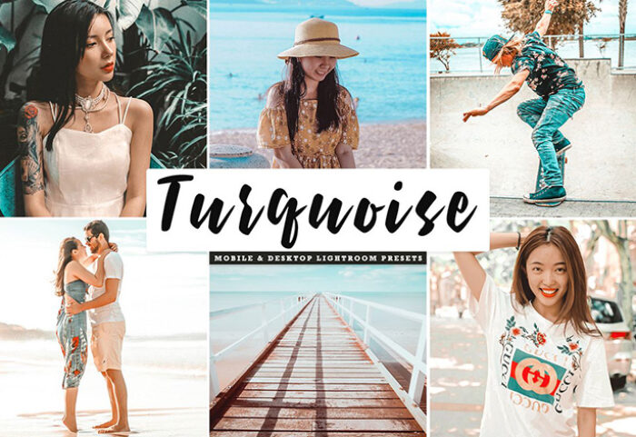 پریست لایت روم و Camera Raw و اکشن تم فیروزه Turquoise Mobile Desktop Lightroom Presets