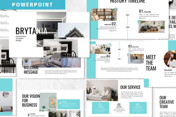 قالب پاورپوینت حرفه ای تم بریتانیایی اثاثیه Brytania Furniture Powerpoint Template