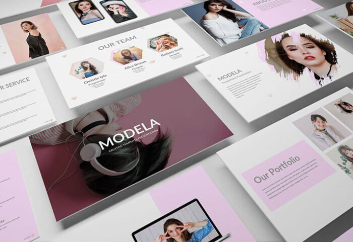 قالب پاورپوینت حرفه ای تم مدلینگ و فشن MODELA Creative Business PowerPoint Template