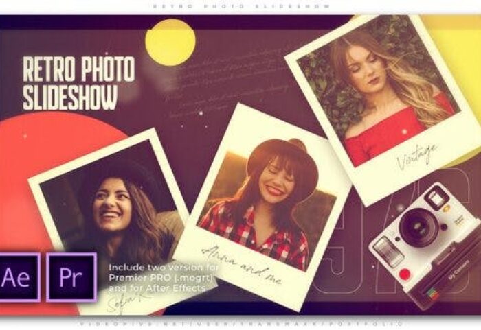 پروژه پریمیر با موزیک اسلایدشو تم سبک قدیمی Retro Photo Slideshow