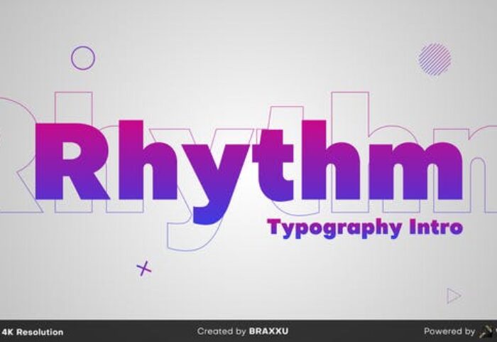 پروژه پریمیر با موزیک رزولوشن 4K تیتراژ و وله تایپوگرافی ریتمیک Rhythm Typography Intro