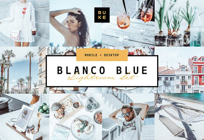 پریست لایت روم دسکتاپ و موبایل تم آبی Blanco Blue Lightroom Preset
