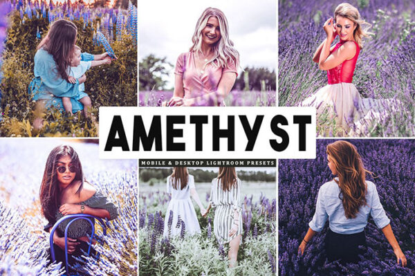 پریست لایت روم دسکتاپ و موبایل تم بنفش و ارغوانی Amethyst Mobile And Desktop Lightroom Presets