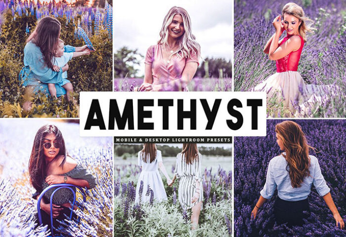پریست لایت روم دسکتاپ و موبایل تم بنفش و ارغوانی Amethyst Mobile And Desktop Lightroom Presets
