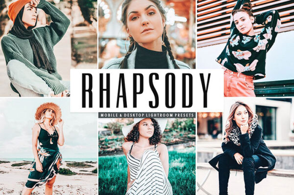 پریست لایت روم و Camera Raw و اکشن تم احساسات Rhapsody Mobile And Desktop Lightroom Presets