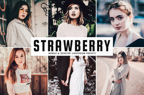 پریست لایت روم و Camera Raw و اکشن تم توت فرنگی Strawberry Mobile And Desktop Lightroom Presets