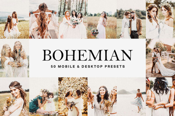 پریست لایت روم و لات رنگی تم عروسی محلی Bohemian Lightroom Presets LUTs