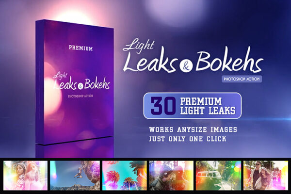 دانلود 30 اکشن فتوشاپ افکت های نوری Premium Light Leaks PS Action