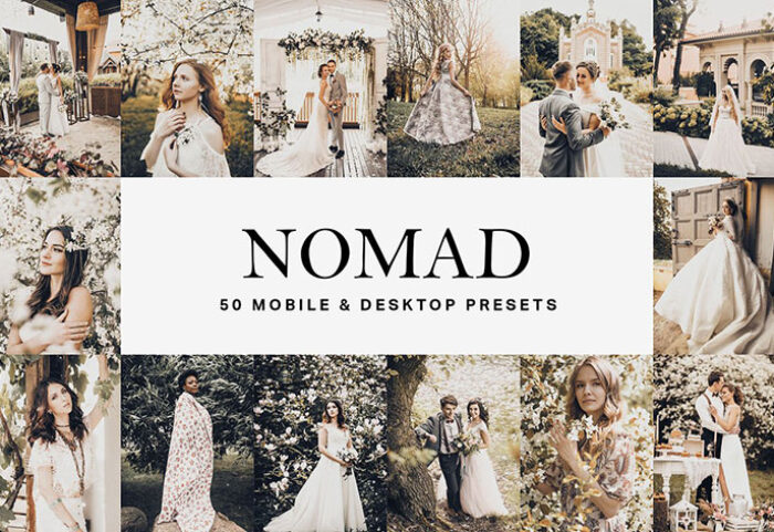 دانلود 50 پریست لایت روم و لات رنگی تم عروسی Nomad Lightroom Presets and LUTs