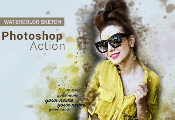دانلود اکشن فتوشاپ طرح آبرنگ Watercolor Sketch Photoshop Action