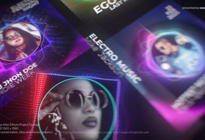 پروژه آماده افترافکت با موزیک معرفی خوانندگان DJ Artist Music Visualizer