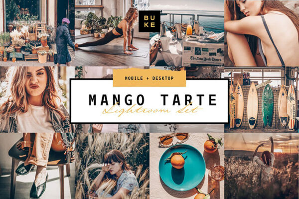 پریست لایت روم دسکتاپ و موبایل تم رنگ میوه انبه Mango Lightroom Presets Bundle