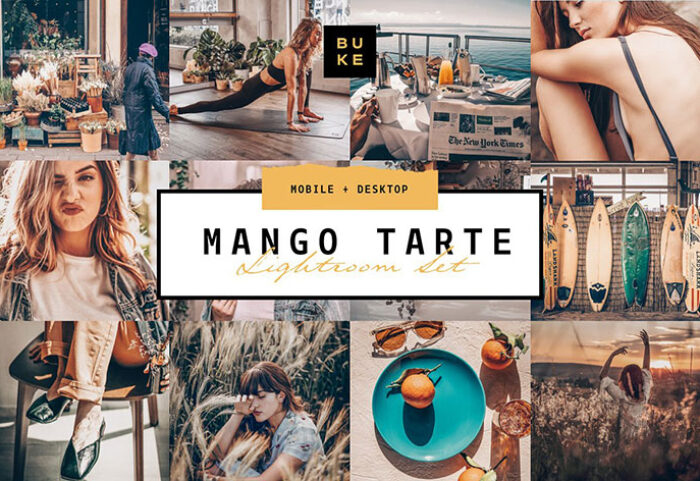 پریست لایت روم دسکتاپ و موبایل تم رنگ میوه انبه Mango Lightroom Presets Bundle
