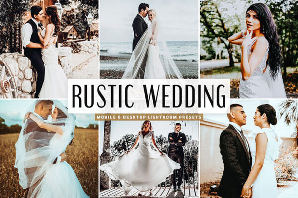 پریست لایت روم و Camera Raw و اکشن تم عروسی روستایی Rustic Wedding Mobile And Desktop Lightroom Presets