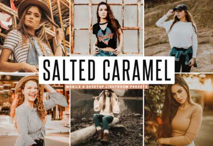 پریست لایت روم و پریست کمرا راو تم رنگ کارامل Salted Caramel Lightroom Presets Pack