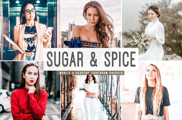پریست لایت روم و پریست کمرا راو تم رویایی Sugar And Spice Lightroom Presets Pack