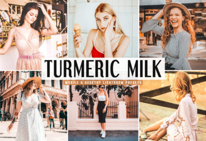پریست لایت روم و پریست کمرا راو تم سفید و زرد Turmeric Milk Lightroom Presets Pack