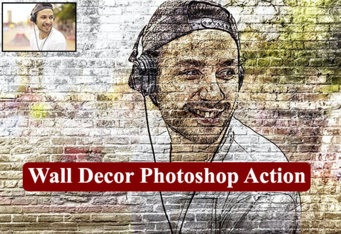 اکشن فتوشاپ تبدیل تصاویر به نقاشی روی دیوار Wall Decor Photoshop Action