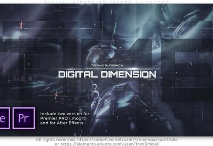پروژه آماده پریمیر اسلایدشو با موزیک تم دیجیتال Digital Dimension Techno Slideshow
