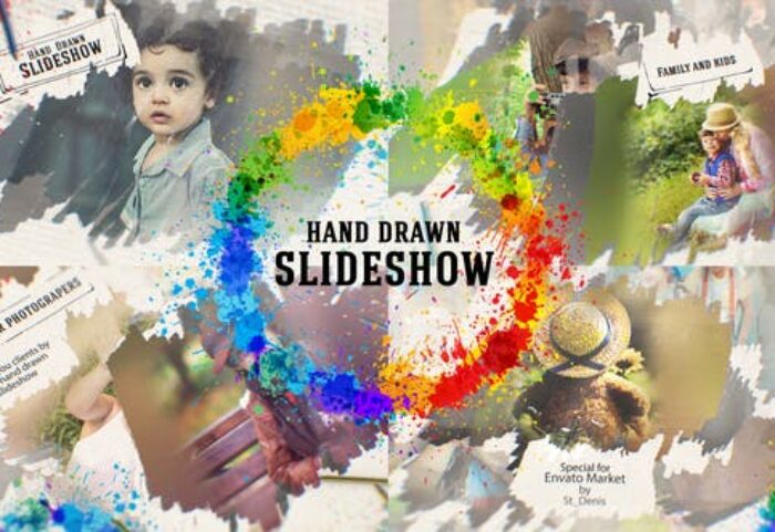 پروژه افترافکت با موزیک اسلایدشو افکت نقاشی Hand Drawn Slideshow