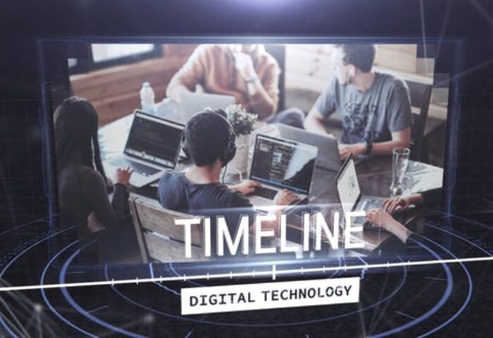 پروژه افترافکت با موزیک معرفی شرکت با تایم لاین دیجیتالی Digital Techonology Timeline