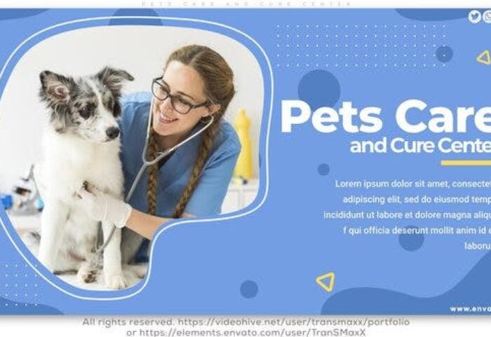 پروژه افترافکت با موزیک معرفی کلینیک دامپزشکی Pets Care and Cure Center