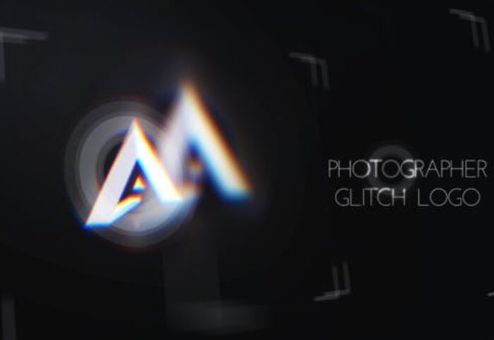 پروژه افترافکت لوگو با موزیک ویژه آتلیه عکاسی Minimal Photographer Glitch Logo