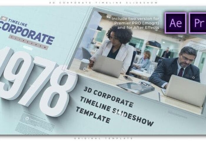 پروژه پریمیر با موزیک تبلیغات 3 بعدی تاریخچه شرکت 3D Corporate Timeline Slideshow