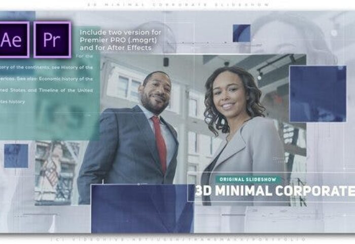 پروژه پریمیر با موزیک تبلیغات 3 بعدی معرفی شرکت 3D Minimal Corporate Slideshow