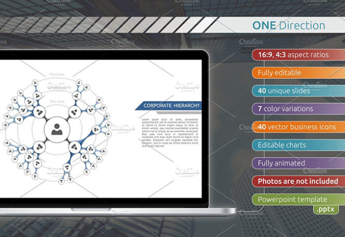 قالب پاورپوینت حرفه ای تم اینفوگرافیک بیزینس Powerpoint One Direction