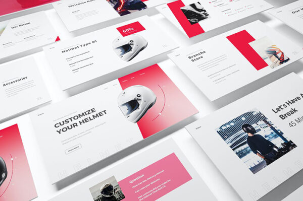 قالب پاورپوینت فروشگاه کلاه ایمنی Helmet Shop Powerpoint, Keynote and Google Slides Template