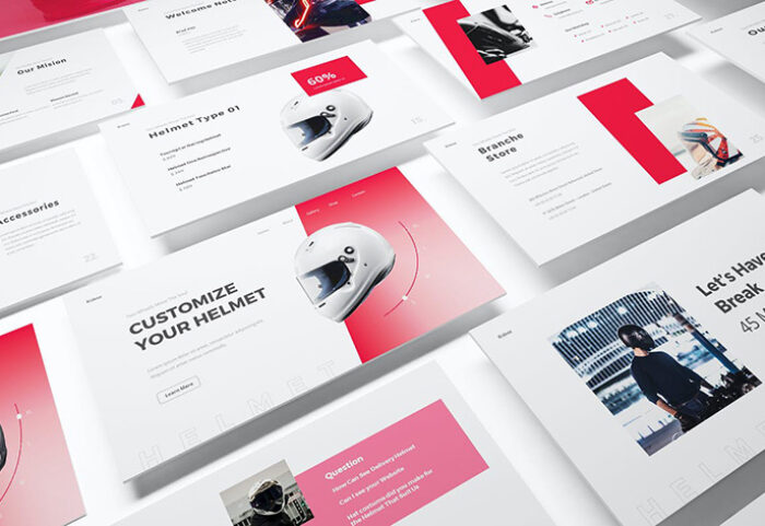 قالب پاورپوینت فروشگاه کلاه ایمنی Helmet Shop Powerpoint, Keynote and Google Slides Template