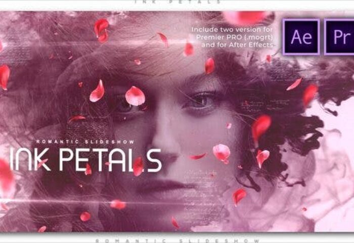 پروژه پریمیر اسلایدشو افکت جوهر و گلبرگ Ink Petals Romantic Slideshow