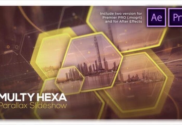 پروژه پریمیر اسلایدشو با موزیک افکت پارالاکس 6 ضلعی Parallax Slideshow Multi Hexa